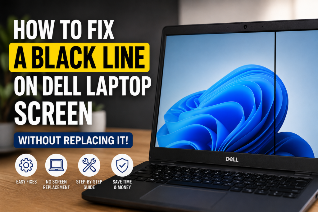 black line on laptop screen dell​